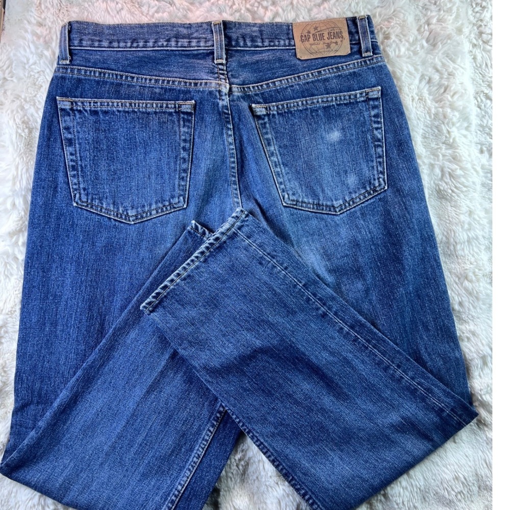Gap Blue Jean Easy Fit Mens 35x30 Medium Wash Straight Leg Denim Made in USA A11